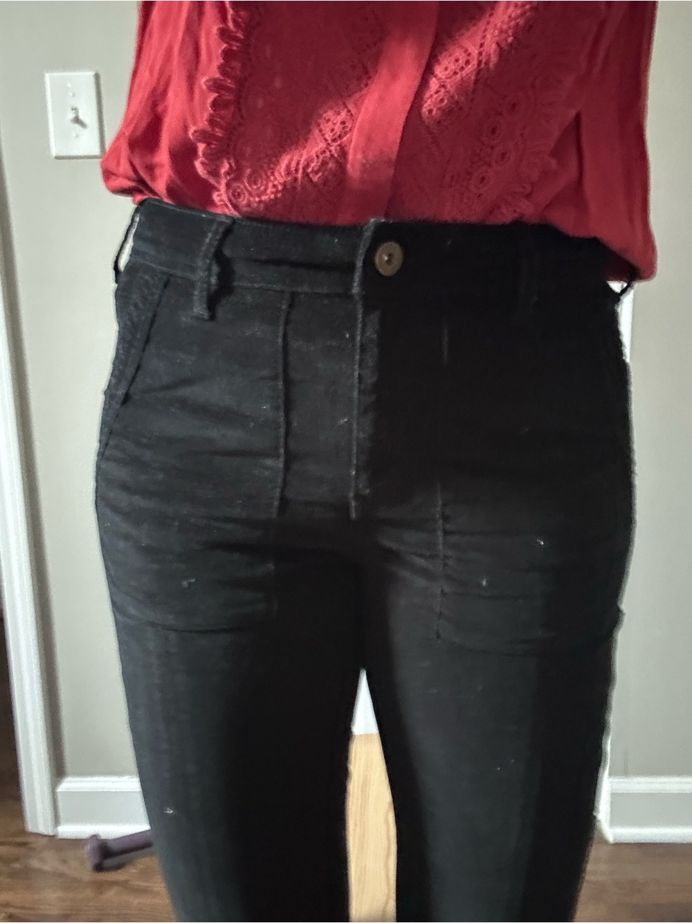 Anthropologie High-Rise Black Skinny mini cords